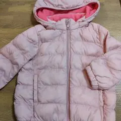 ピンク フリース裏地 フード付きコート90cm