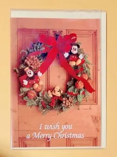 1980年代製昭和レトロミッキーマウスクリスマスカード封筒付Xmasポストカード