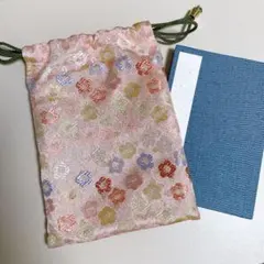 花柄　御朱印帳ケース　ピンク　巾着