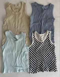 肌着 ベビー ノースリーブ タンクトップ 格子柄 青 ８０ 90 まとめ