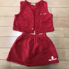 Miki House 赤 ベストとスカートセット（80）