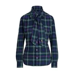 ローレンラルフローレン ボウタイプリーツブラウス Aライン ネイビー M ローレンラルフローレン ボウタイプリーツブラウス Aライン