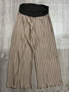 マタニティ　プリーツパンツ　ブラウン　M L