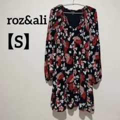 roz&ali 花柄 長袖ワンピース【S】
