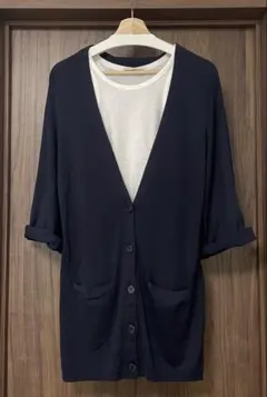 theory セオリー　ネイビー ロングカーディガン ロールアップ　シルク混のサムネイル