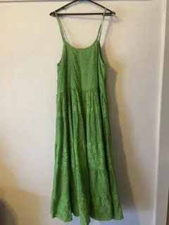 古着　緑　キャミワンピース