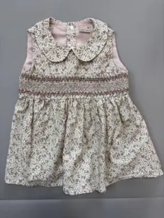 petit main 小花柄 ノースリーブワンピース 80 ジャンパースカート