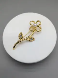 あこや真珠 フラワーブローチ｜6.2mm パール 花モチーフ ゴールド