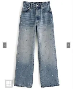 GRL ビジューストレートデニムパンツ[cu466]