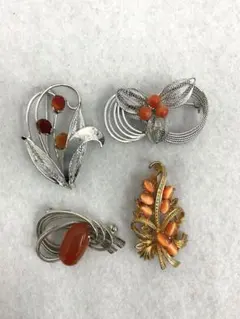 23.412【ブローチ】珊瑚　ヴィンテージ　アンティーク