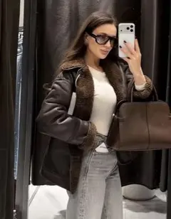 リバーシブル　オーバーブラックムートンコート