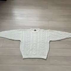 白　ケーブルニット　セーター　古着