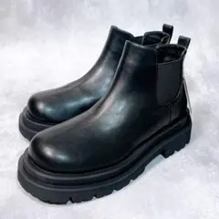 ☆新品☆【ミラオーウェン】 アンクルサイドゴアブーツ(37) 厚底　ブラック