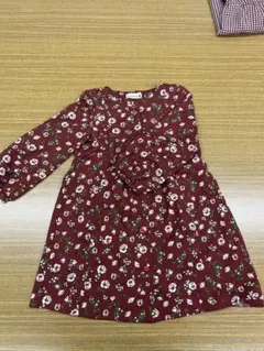 【中古美品】branshes 花柄長袖ワンピース 110cm