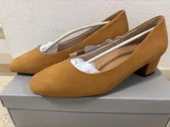 【新品未使用】heal me パンプス キャメル オレンジ　スエード調　24cm