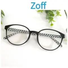Zoff ゾフ メガネ 眼鏡 ブラック ボストン フラッグチェック 軽量