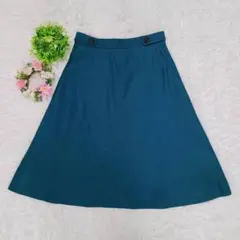 美品 【アンタイトル】 膝丈スカート フレアスカート グリーン エレガント 上品