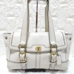 COACH ターンロック レザー ショルダーバックトートバッグ 白 Y2Kのサムネイル