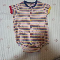 ストライプロンパース60 ホットビスケット【美品】