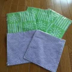 緑と紫のタオルハンカチ5枚セット