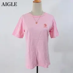 AIGLE エーグル ロゴプリント 綿100% 半袖Tシャツ S ピンクのサムネイル