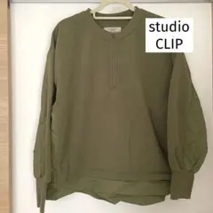 スタディオクリップ ZIPミリタリーキルトプルオーバー カーキ M