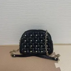 ZARA スタッズ付き ブラックショルダーバッグ