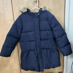 GLOBAL WORK キッズ ダウンコート XL ネイビー ファー付き
