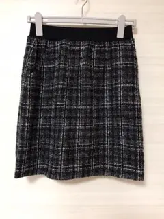 暖かく上品で可愛い♪ ツイード風ラメ入 タイトミニスカート M ウエストゴム