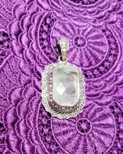 トルコ製シルバーとアクアマリン　大きめペンダントトップ