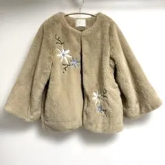 ☘️Discoat コート Mサイズ ファー ブラウン 刺繍 花 ショート丈 ❤️