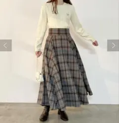 natural couture ハイウエストサーキュラーチェックスカート