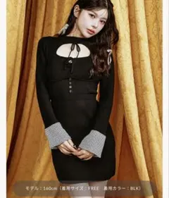 匿名発送　フロントオープンニットミニワンピース ブラック darich