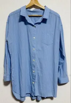 アース　シャツ　ロングシャツ　フリーサイズ　ストライプ　ブルーのサムネイル