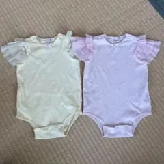 petit main フリル袖ロンパース 2色セット 80