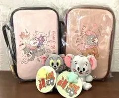 トム&ジェリー　ドレッサーポーチ　鏡付き　コスメポーチ　つながるマスコット