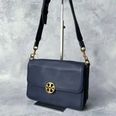 美品✨トリーバーチ　ワンショルダーバッグ　ロゴ金具　肩掛け　ゴールド　ネイビーのサムネイル