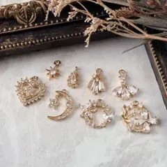 高品質 ジルコニア チャーム メタルチャーム 2個