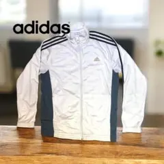 adidas ジップアップ　ジャージ　ジャケット ホワイト/グレー　2XL