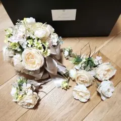 オーダーメイド ウエディング ブーケ ブートニア 髪飾りセット 造花