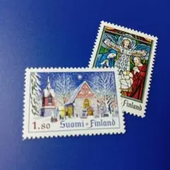 8698 外国切手 フィンランド 1992年 クリスマス 冬の風景 2V
