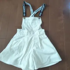 美品 160 ホワイト ショートサロペット リッカリッカ コーデュロイ