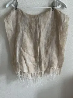 Cesare Gatti リネンストール ベージュ フリンジ付き