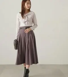 プロポーションボディドレッシング デザインフレアータックスカートチャコールグレー