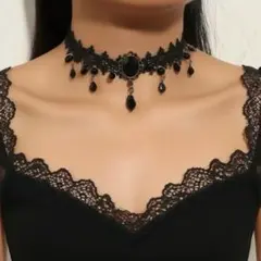 y2k レトロ　黒いレースゴシックチョーカー