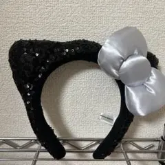 ハローキティ スパンコールカチューシャ　黒　ユニバ　usj
