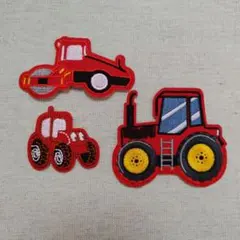 アイロンワッペン　働く車　赤　セット