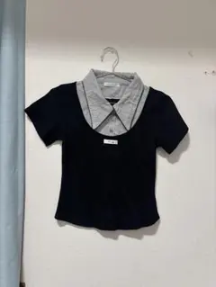 OLIVE des OLIVE ドット柄襟付き半袖カットソー