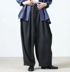 ミズイロインド ワイドカーゴパンツ イージーパンツ ブラック