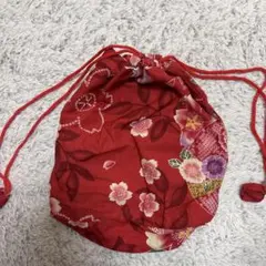 和装用 巾着袋 赤地 桜柄